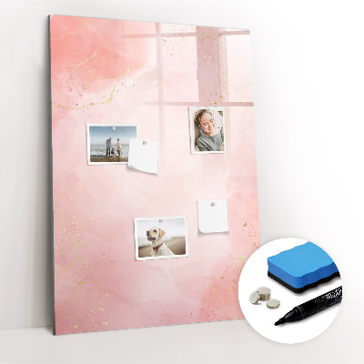 Magnetisch memobord van glas voor aan de muur Roze marmer