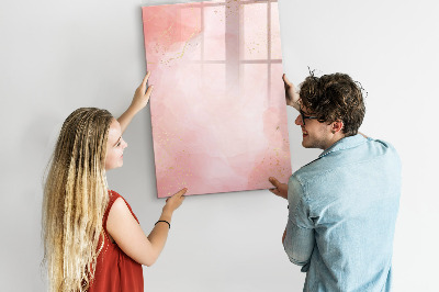 Magnetisch memobord van glas voor aan de muur Roze marmer