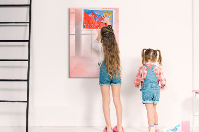 Magnetisch memobord van glas voor aan de muur Roze marmer