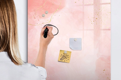 Magnetisch memobord van glas voor aan de muur Roze marmer