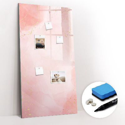 Magnetisch memobord van glas voor aan de muur Roze marmer