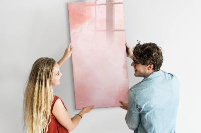 Magnetisch memobord van glas voor aan de muur Roze marmer