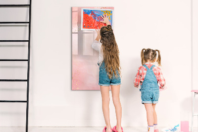 Magnetisch memobord van glas voor aan de muur Roze marmer