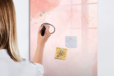 Magnetisch memobord van glas voor aan de muur Roze marmer
