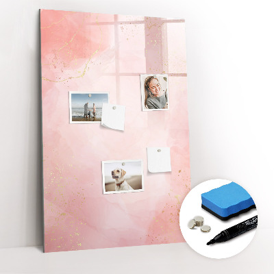 Magnetisch memobord van glas voor aan de muur Roze marmer