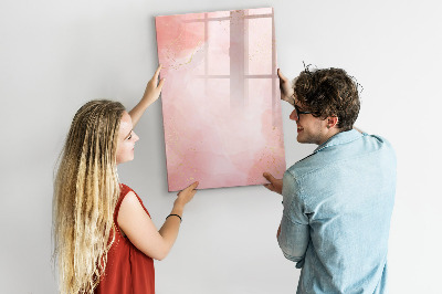 Magnetisch memobord van glas voor aan de muur Roze marmer