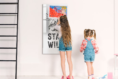 Glazen magneetbord met decoratieve print Blijf in de wilde bergen