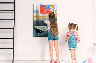 Magnetisch memobord van glas voor aan de muur Marmeren walvis