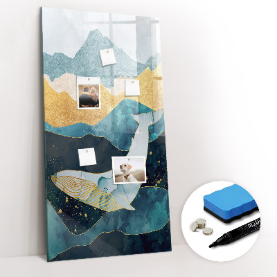 Magnetisch memobord van glas voor aan de muur Marmeren walvis