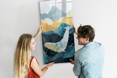 Magnetisch memobord van glas voor aan de muur Marmeren walvis