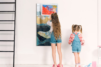 Magnetisch memobord van glas voor aan de muur Marmeren walvis