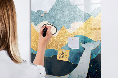 Magnetisch memobord van glas voor aan de muur Marmeren walvis