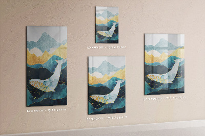 Magnetisch memobord van glas voor aan de muur Marmeren walvis