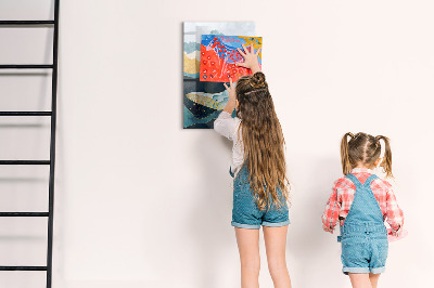 Magnetisch memobord van glas voor aan de muur Marmeren walvis