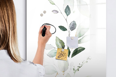 Glazen magneetbord met decoratieve print Bladeren van plantenscheuten