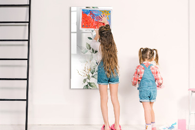 Glazen magneetbord met decoratieve print Bladeren van plantenscheuten