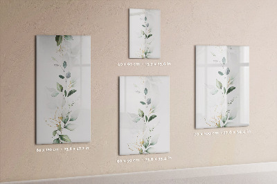 Glazen magneetbord met decoratieve print Bladeren van plantenscheuten