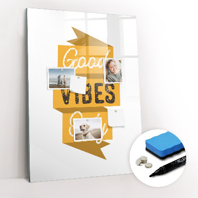 Wandbord van glas magnetisch en uitwisbaar Alleen goede vibes