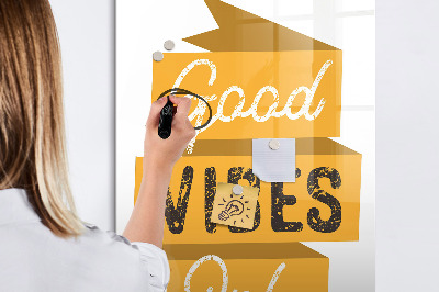 Wandbord van glas magnetisch en uitwisbaar Alleen goede vibes