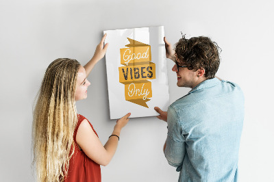 Wandbord van glas magnetisch en uitwisbaar Alleen goede vibes