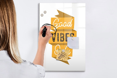 Wandbord van glas magnetisch en uitwisbaar Alleen goede vibes