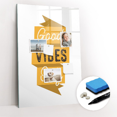 Wandbord van glas magnetisch en uitwisbaar Alleen goede vibes