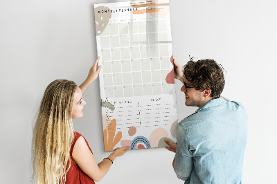 Wandbord van glas magnetisch en uitwisbaar Maandplanner