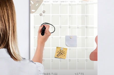 Wandbord van glas magnetisch en uitwisbaar Maandplanner