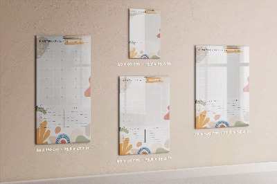 Wandbord van glas magnetisch en uitwisbaar Maandplanner