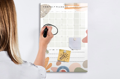 Wandbord van glas magnetisch en uitwisbaar Maandplanner