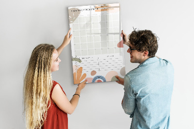Wandbord van glas magnetisch en uitwisbaar Maandplanner