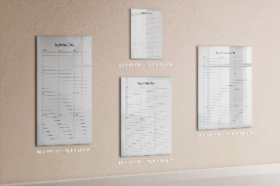 Magnetisch memobord van glas voor aan de muur Belangrijke data