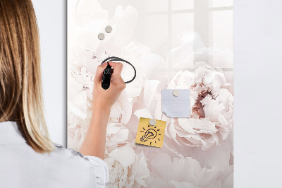 Glazen magneetbord met decoratieve print Pioenrozen