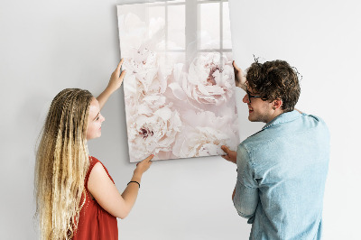 Glazen magneetbord met decoratieve print Pioenrozen