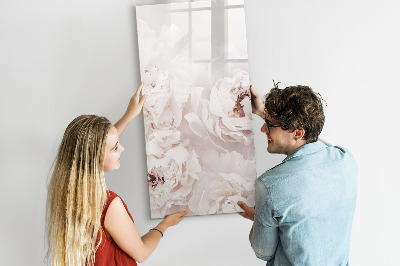 Glazen magneetbord met decoratieve print Pioenrozen