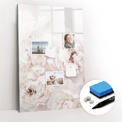 Glazen magneetbord met decoratieve print Pioenrozen