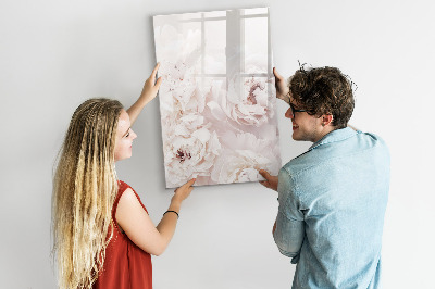 Glazen magneetbord met decoratieve print Pioenrozen