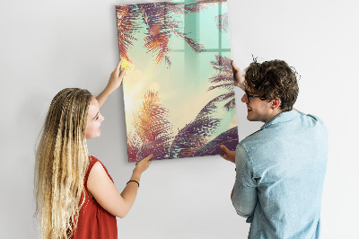 Wandbord van glas magnetisch en uitwisbaar Tropische palmboom