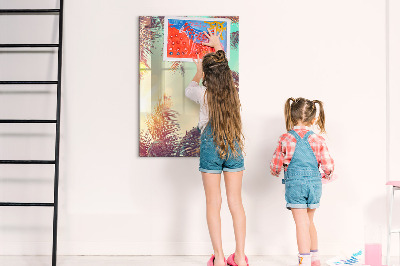 Wandbord van glas magnetisch en uitwisbaar Tropische palmboom