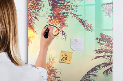Wandbord van glas magnetisch en uitwisbaar Tropische palmboom