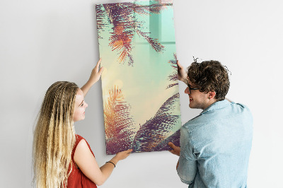 Wandbord van glas magnetisch en uitwisbaar Tropische palmboom