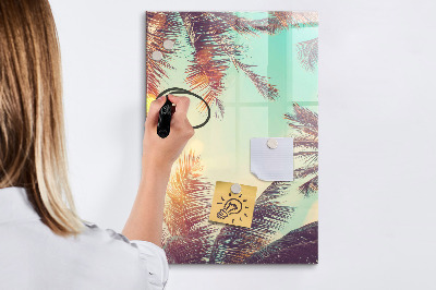 Wandbord van glas magnetisch en uitwisbaar Tropische palmboom
