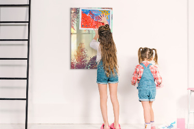 Wandbord van glas magnetisch en uitwisbaar Tropische palmboom