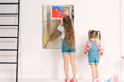 Glazen magneetbord met decoratieve print Glinsterende marmer