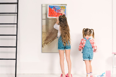 Glazen magneetbord met decoratieve print Glinsterende marmer