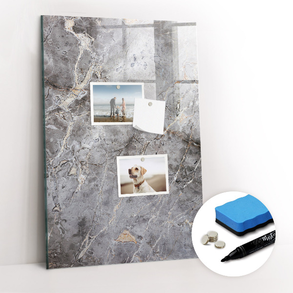 Wandbord van glas magnetisch en uitwisbaar Donker marmer