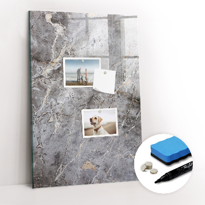 Wandbord van glas magnetisch en uitwisbaar Donker marmer