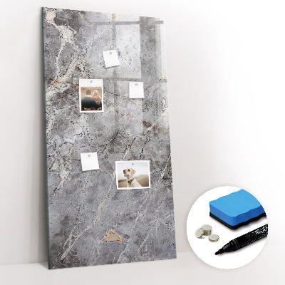Wandbord van glas magnetisch en uitwisbaar Donker marmer