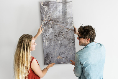 Wandbord van glas magnetisch en uitwisbaar Donker marmer