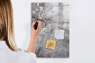 Wandbord van glas magnetisch en uitwisbaar Donker marmer